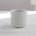 LILITURF Nordic Ceramic Mug, Japanese Tea Cup 6oz Striped Cup No Handle Drinking Cup for Latte Milk Water Beverage Juice Microwave and Dishwasher Safe, Minimalist coffee Cup-Matte White