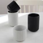 LILITURF Nordic Ceramic Mug, Japanese Tea Cup 6oz Striped Cup No Handle Drinking Cup for Latte Milk Water Beverage Juice Microwave and Dishwasher Safe, Minimalist coffee Cup-Matte White