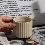 LILITURF Vintage Ceramic Mug, Japanese Tea Cup 6oz Striped Cup No Handle Drinking Cup for Latte Milk Water Beverage Juice Microwave and Dishwasher Safe, Minimalist coffee Cup-Nordic Grey