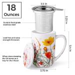 AmorArc Porcelain Tea Mug with Infuser and Lids, 18 Oz Large Cup Strainer with Bag Holder for Loose Leaf Tea, Steeping Coffee Mug for House-warming Wedding Birthday Gift