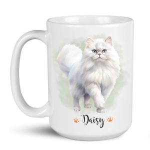 Custom Persian Cat Coffee Mug, Lovely Cat Themed Tea Cups, Personalized Longhair Persian Cat Mugs, Customized Name Cute Pet White Mugs, Animal Lovers Cups Present, Awesome Cup Gift
