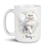 Custom Persian Cat Coffee Mug, Lovely Cat Themed Tea Cups, Personalized Longhair Persian Cat Mugs, Customized Name Cute Pet White Mugs, Animal Lovers Cups Present, Awesome Cup Gift