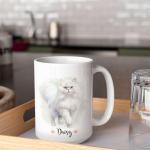 Custom Persian Cat Coffee Mug, Lovely Cat Themed Tea Cups, Personalized Longhair Persian Cat Mugs, Customized Name Cute Pet White Mugs, Animal Lovers Cups Present, Awesome Cup Gift