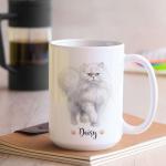 Custom Persian Cat Coffee Mug, Lovely Cat Themed Tea Cups, Personalized Longhair Persian Cat Mugs, Customized Name Cute Pet White Mugs, Animal Lovers Cups Present, Awesome Cup Gift