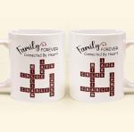 Macorner Personalized Coffee Mug - Forever Connected by Heart Scrabble Name, Christmas Crossword Names Gifts for Mom, Dad, Grandpa, Brother, Grandma, Sister, Siblings, Family Members
