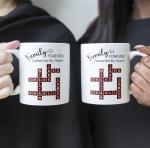 Macorner Personalized Coffee Mug - Forever Connected by Heart Scrabble Name, Christmas Crossword Names Gifts for Mom, Dad, Grandpa, Brother, Grandma, Sister, Siblings, Family Members