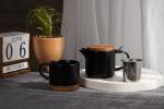 Tea Pot Sets for One,Stackable Ceramic Tea Set for One with 10 oz Personal Teapot and Infuser,Single Teapot and Cup Set for Adults(Matte Black)