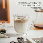 KEMORELA 4-Pack Ribbed Glass Coffee Mugs with Handle, Clear Large Coffee Mug 16 Oz With Handles for Hot Beverages, Durable Tea & Espresso Cups, Stylish Drinkware Set