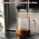 CMLKLZD Glass Coffee Mugs, 16 oz Glass Coffee Cups with Acacia Wood Lids, Clear Borosilicate Glass Mugs with Handles for Cappuccino, Tea, Latte, Hot/Cold Beverages, Wine, Americano, Set of 2