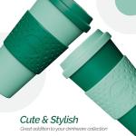 Copco Acadia 16oz Travel Mug with Lid, Set of 2 Double Wall Insulated Tumbler, Non-Slip Sleeve and BPA-Free - Microwave & Dishwasher Safe, Reusable Plastic To Go Travel Coffee Mug (Green)