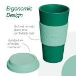 Copco Acadia 16oz Travel Mug with Lid, Set of 2 Double Wall Insulated Tumbler, Non-Slip Sleeve and BPA-Free - Microwave & Dishwasher Safe, Reusable Plastic To Go Travel Coffee Mug (Green)