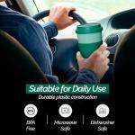 Copco Acadia 16oz Travel Mug with Lid, Set of 2 Double Wall Insulated Tumbler, Non-Slip Sleeve and BPA-Free - Microwave & Dishwasher Safe, Reusable Plastic To Go Travel Coffee Mug (Green)