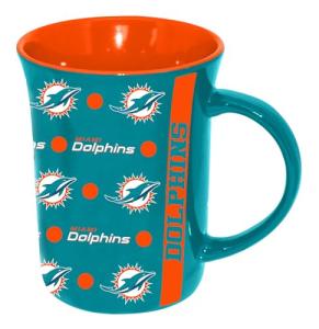 The Memory Company Officially Licensed NFL 15oz. Line-Up Ceramic Coffee Mug, Miami Dolphins