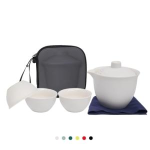 Coolpei Porcelain Chinese Gongfu Tea Sets for Adults Portable Kungfu Teapot and Cup Set Small Ceramic Tea Party Set Travel Teaset with Lid for Home Gifting Outdoor and Office (White)