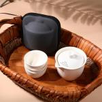 Coolpei Porcelain Chinese Gongfu Tea Sets for Adults Portable Kungfu Teapot and Cup Set Small Ceramic Tea Party Set Travel Teaset with Lid for Home Gifting Outdoor and Office (White)