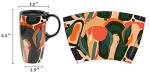 Topadorn Ceramic Coffee Mug Travel Cup Gift with Lid 17oz., Porcelain Tall Tea Cup with Handle for Home & Office, Abstract Art Pattern Mug with Gift Box, 6.5''H