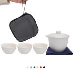 Coolpei Porcelain Chinese Gongfu Tea Sets for Adults Portable Kungfu Teapot and Cup Set Small Ceramic Tea Party Set Travel Teaset with Lid for Home Gifting Outdoor and Office (White)