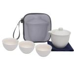 Coolpei Porcelain Chinese Gongfu Tea Sets for Adults Portable Kungfu Teapot and Cup Set Small Ceramic Tea Party Set Travel Teaset with Lid for Home Gifting Outdoor and Office (White)