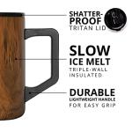Elemental Insulated Coffee Mug - Triple-Wall Stainless Steel Summit Travel Cup for Hot and Cold Drinks - Thermal Coffee Mug with Lid and Handle for Camping, Office & Travel 16oz - Teakwood