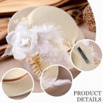 Zinniday Fascinator High Tea Hat - Women's White Mini Clip On 20s 50s Derby Cocktail Pillbox Cups Dress Kentucky Hat with Flower and Feather Decoration