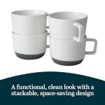 Libbey Austin Basalt Blue Porcelain Coffee Mugs, Modern Colorblocked Large Coffee Mugs Set of 4, Stackable Ceramic Mug Set for Holidays, Daily Use