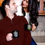 Pavilion Gift Company - Husband The Legend - Ceramic 13-ounce Campfire Mug, Double Sided Coffee Cup, Coffee Mugs for Guys, 1 Count - Pack of 1, 3.75 x 5 x 3.5-Inches, Black/Gray