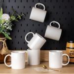 AmorArc 12oz Off White Coffee Mugs, Ceramic Coffee Mugs with Large Handle for Man, Woman, Light Weight Coffee Mugs Set for Latte/Cappuccino/Cocoa/Milk, Dishwasher & Microwave Safe, 12Pcs