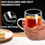 Baalaka Double Wall Glass Tea Cup With Stainless Steel Infuser and Lid, 16oz Borosilicate Glass Tea Mug, Tea Infuser for Loose Leaf Tea, Teas Gifts for Lovers