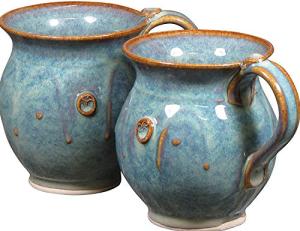 Castle Arch Pottery Irish Pottery Coffee & Tea Mugs. Set of Two Hand-Thrown Cups 300ml with Celtic Spiral Motif - Handcrafted In Ireland - Lead & Cadmium Free, Irish Gifts For Men & Women