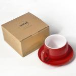 ionEgg Porcelain Coffee Cup with Saucer 270ml/9oz, Minimalist Design, Perfect for Latte, Cappuccino, and Tea, Red