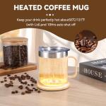 Gifts for Women Men, Heated Coffee Mug with Lid, Temperature Control Mug 131°F, Birthday, Mother's Day, Father's Day, Christmas Gifts for Mom, Dad, Grandpa, Grandma, Wife, Husband (Bamboo, 12oz)