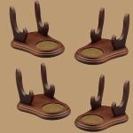 BANBERRY DESIGNS Tea Cup and Saucer Display Stand - Set of 4 Wood Holders for Collectible Teacup and Saucer Sets - Walnut Finish Single Cup/Saucer Display