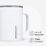 Corkcicle Classic Coffee Mug - Triple Insulated Stainless Steel for Travel - Shatter-Proof Lid - Keeps Drink Hot Over 3 Hours - Holiday Mug Gift - Great for Gifting Warmth - 16 oz - Gloss White