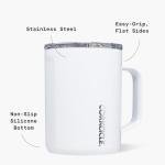 Corkcicle Classic Coffee Mug - Triple Insulated Stainless Steel for Travel - Shatter-Proof Lid - Keeps Drink Hot Over 3 Hours - Holiday Mug Gift - Great for Gifting Warmth - 16 oz - Gloss White