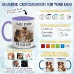 Personalized Coffee Mugs with Photo Text or Logo, Custom Mugs With Pictures And Message Multiple Colors 11oz 15oz, Customized Unique Gift Idea For Family, Pet Lovers, Couple, Friend, Company