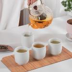 TEANAGOO Japanese Tea Cups, Chinese Tea Cup, 7.2Oz / 205 Ml, Ceramic Tea Cups for Adults, Ceramic Cups no Handles, Japanese Cups, Asian Matcha Cup, Ivory White, 4 Pcs/Box, H7