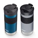 Contigo Byron 2.0 Snapseal Insulated Stainless Steel Travel Mug with Grip 2-pack, 16oz, Blueberry Satin & Gold Morel