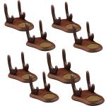 BANBERRY DESIGNS Tea Cup and Saucer Display Stand - Set of 8 Wood Holders for Collectible Teacup and Saucer Sets - Walnut Finish Single Cup/Saucer Display