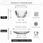 binsakao Glass Tea Cups and Saucers Set of 6 - Small Glass Coffee Mugs - Pumpkin Teacups for Espresso Cappuccino Latte Tea - Halloween Thanksgiving Decor Gift (5.4 OZ / 161 ML)
