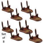BANBERRY DESIGNS Tea Cup and Saucer Display Stand - Set of 8 Wood Holders for Collectible Teacup and Saucer Sets - Walnut Finish Single Cup/Saucer Display