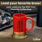 Caliber Gourmet 12-Gauge Shotgun Shell Mug – Bold Red Ceramic Gun Coffee Mug | Unique Gift For Hunters, Gun Enthusiasts & Collectors – Shotgun Shell Cup for Birthdays, Father's Day, Christmas & More