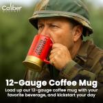 Caliber Gourmet 12-Gauge Shotgun Shell Mug – Bold Red Ceramic Gun Coffee Mug | Unique Gift For Hunters, Gun Enthusiasts & Collectors – Shotgun Shell Cup for Birthdays, Father's Day, Christmas & More