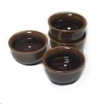 Mini Porcelain Cup Set of 4 Colourful Ceramic Tea Cup with Kiln Glaze Cups 2.5oz (Brown)