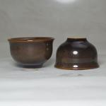 Mini Porcelain Cup Set of 4 Colourful Ceramic Tea Cup with Kiln Glaze Cups 2.5oz (Brown)