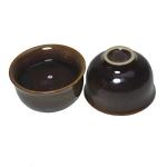 Mini Porcelain Cup Set of 4 Colourful Ceramic Tea Cup with Kiln Glaze Cups 2.5oz (Brown)