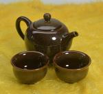 Mini Porcelain Cup Set of 4 Colourful Ceramic Tea Cup with Kiln Glaze Cups 2.5oz (Brown)