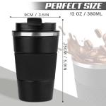 SPLMIFA Vacuum-Insulated Stainless Steel Travel Coffee Mug, Leak-Proof Reusable Coffee Cup with Lid - Keep Hot & Cold Drinks for Hours, Durable Thermos Tumbler for Men & Women (3rd-Black, 12OZ)