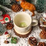 Ewaymado Frog Ceramic Mug Hidden 3D Animal Inside Cup,Handmade Animal Figurine Teacup,Christmas,Birthday,Mother's Day Gifts for Friends Family or Kids(Cream Frog)