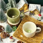 Ewaymado Frog Ceramic Mug Hidden 3D Animal Inside Cup,Handmade Animal Figurine Teacup,Christmas,Birthday,Mother's Day Gifts for Friends Family or Kids(Cream Frog)