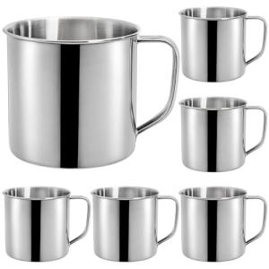 ZAVOOS 6 Pack Stainless Steel Coffee Mug with Handle, 18.5 Oz Metal Camping Coffee Cup, Unbreakable Portable Hiking Cup Tea Water Drinking Cups for Outdoor Travel, Picnics, Hot Cold Drinks